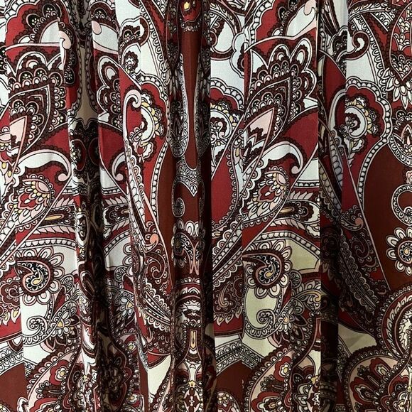 Chico’s Fall Rust/Cream Paisley Medallion Long Sleeve Blouse Size 2 - Picture 7 of 11